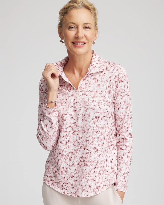 Chico's Women | Zenergy® UPF Printed Zip-Front Pullover ROSE SMOKE