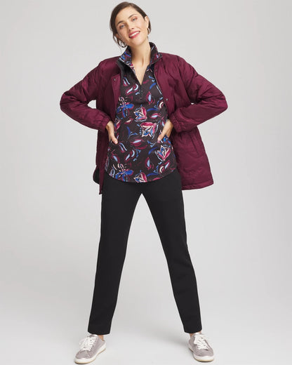 Chico's Women | Zenergy® UPF Floral Half-Zip Pullover Top DEEP CHIANTI