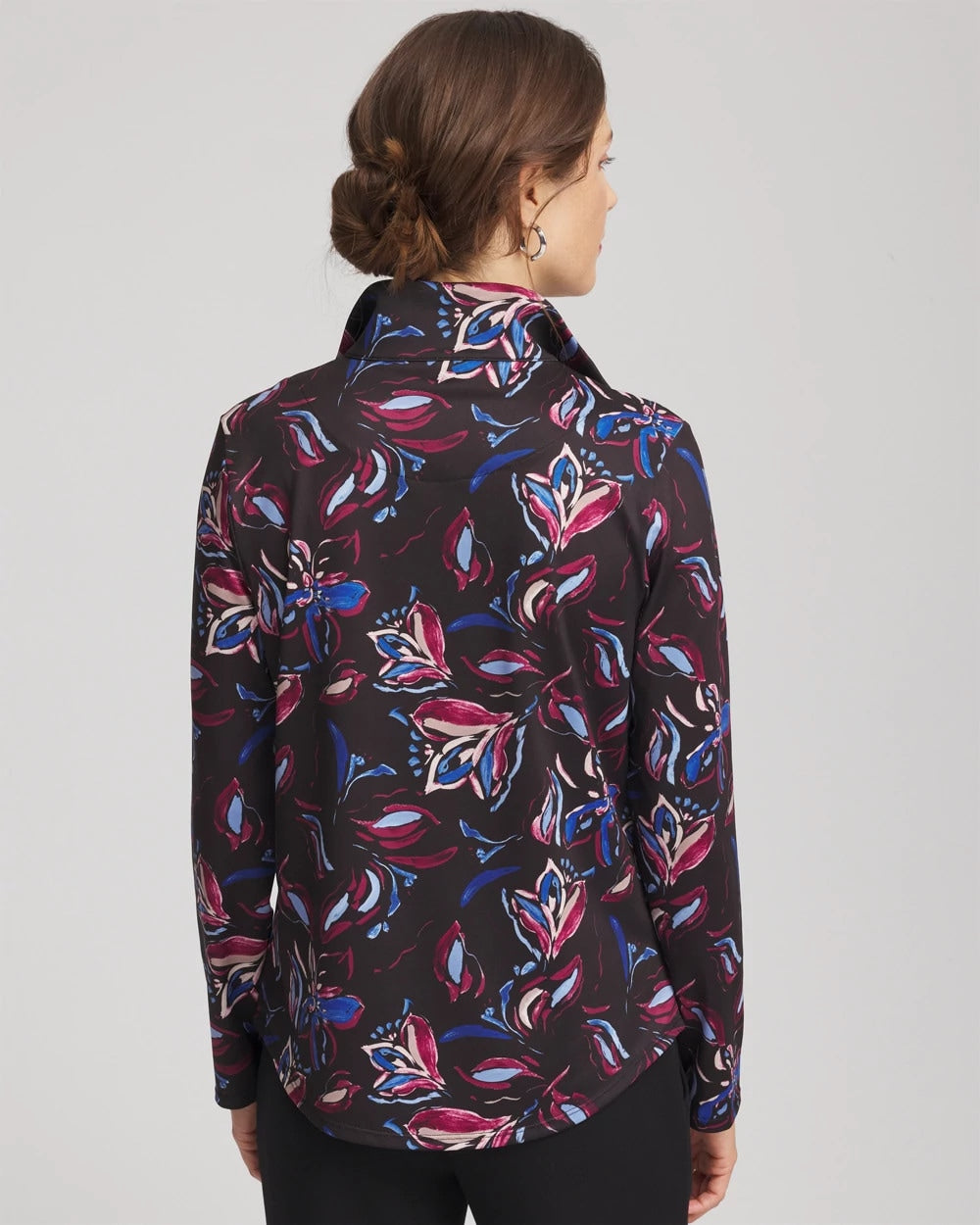 Chico's Women | Zenergy® UPF Floral Half-Zip Pullover Top DEEP CHIANTI