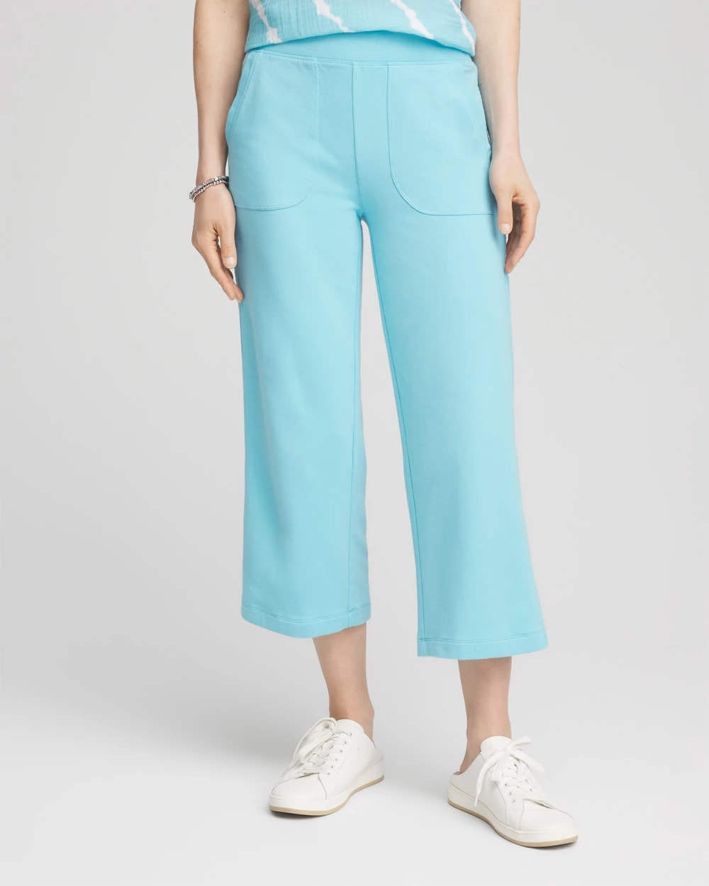 Chico's Women | Zenergy® French Terry Gauze-Inset Cropped Pants PARADISO BLUE