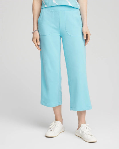 Chico's Women | Zenergy® French Terry Gauze-Inset Cropped Pants PARADISO BLUE