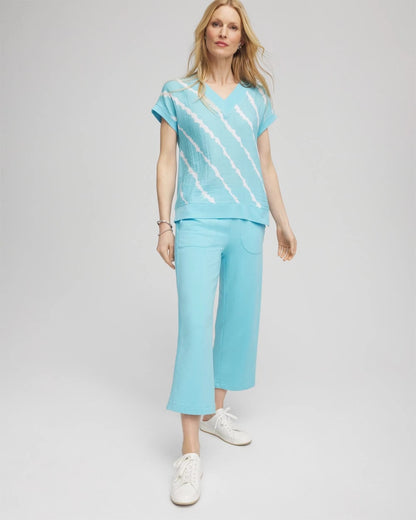 Chico's Women | Zenergy® French Terry Gauze-Inset Cropped Pants PARADISO BLUE