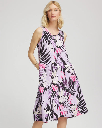 Chico's Women | Zenergy® Floral Palms Lightweight Midi Dress VIOLET AURA
