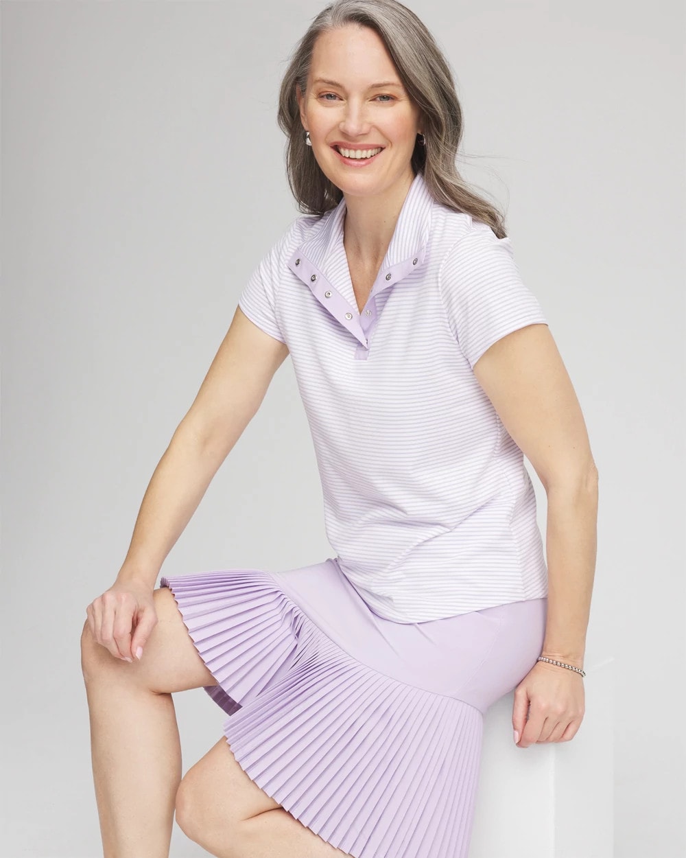 Chico's Women | Zenergy® Striped UPF Short-Sleeve Top VIOLET AURA