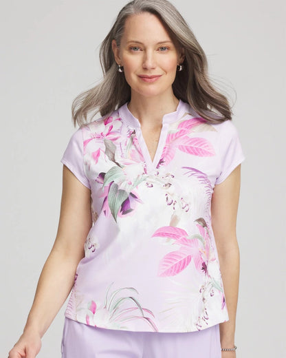 Chico's Women | Zenergy® UPF Floral Polo VIOLET AURA