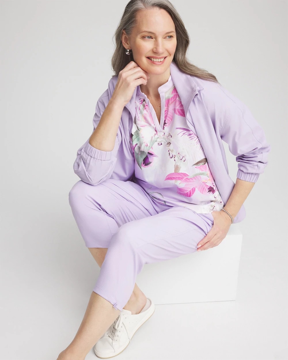 Chico's Women | Zenergy® UPF Floral Polo VIOLET AURA