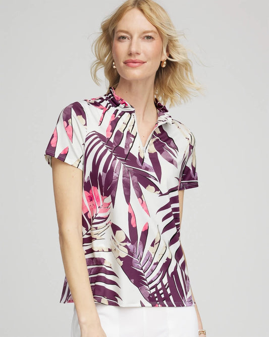 Chico's Women | Zenergy® UPF Ruffle-Neck Polo VIOLET AURA