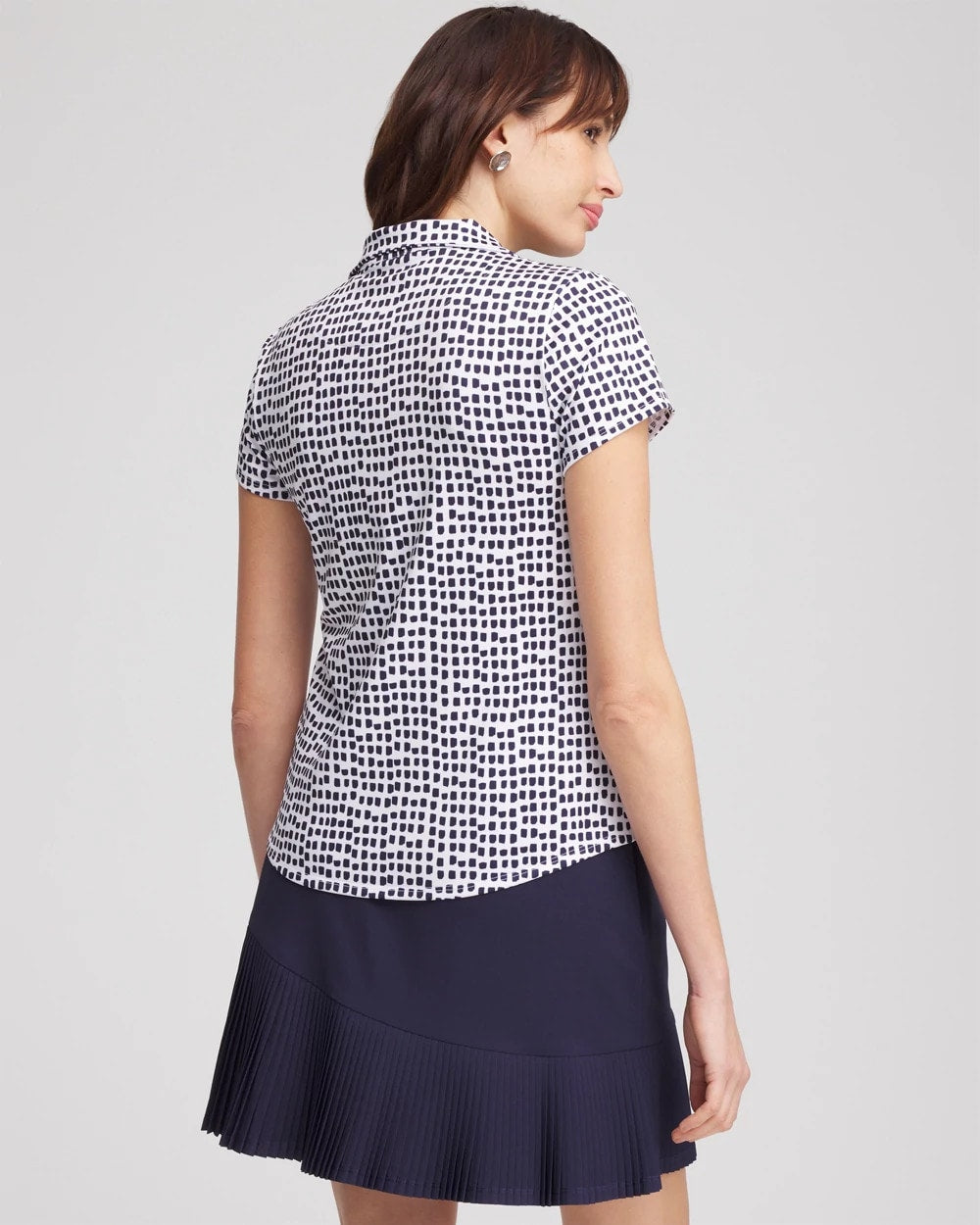 Chico's Women | Zenergy® UPF Dots Mockneck Short-Sleeve Top PASSPORT BLUE