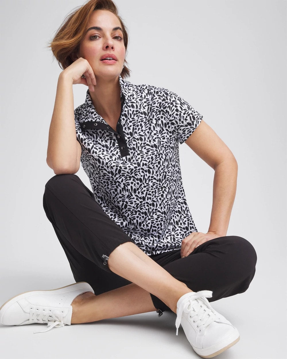 Chico's Women | Zenergy® UPF Mockneck Short-Sleeve Top BLACK
