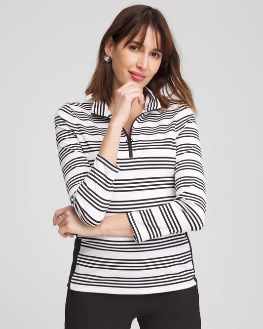 Chico's Women | Zenergy® UPF Stripe Long Sleeve Top BLACK