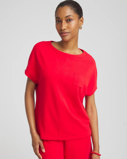 Chico's Women | Zenergy® French Terry Pocket Shirt RED GLOW