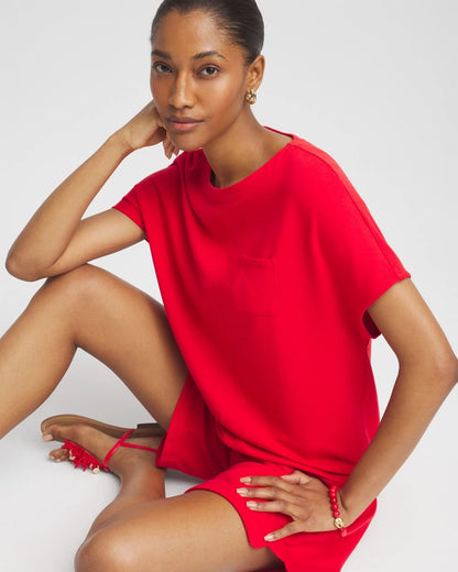 Chico's Women | Zenergy® French Terry Pocket Shirt RED GLOW