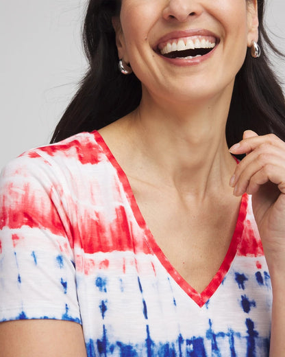 Chico's Women | Zenergy® Americana Tie-dye V-Neck Tee RED GLOW