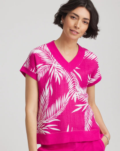 Chico's Women | Zenergy® Tropical Gauze Top CRUSHED BERRIES