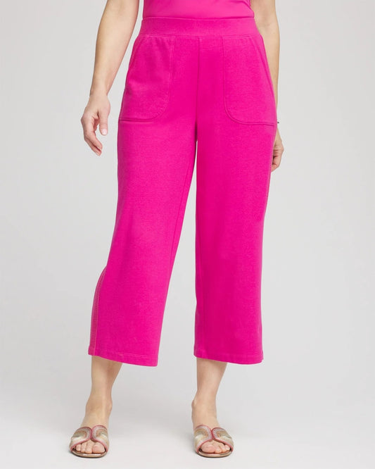 Chico's Women | Zenergy® French Terry Gauze-Inset Cropped Pants CRUSHED BERRIES