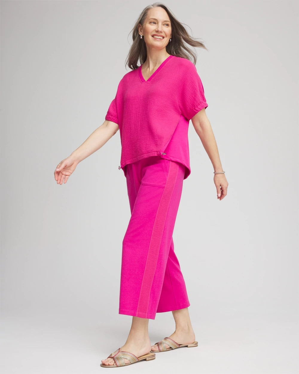 Chico's Women | Zenergy® French Terry Gauze-Inset Cropped Pants CRUSHED BERRIES