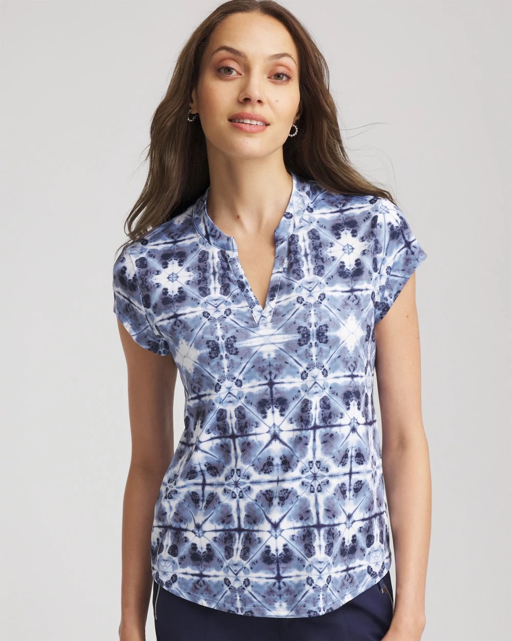 Chico's Women | Zenergy® UPF Printed Polo Top CANYON BLUE