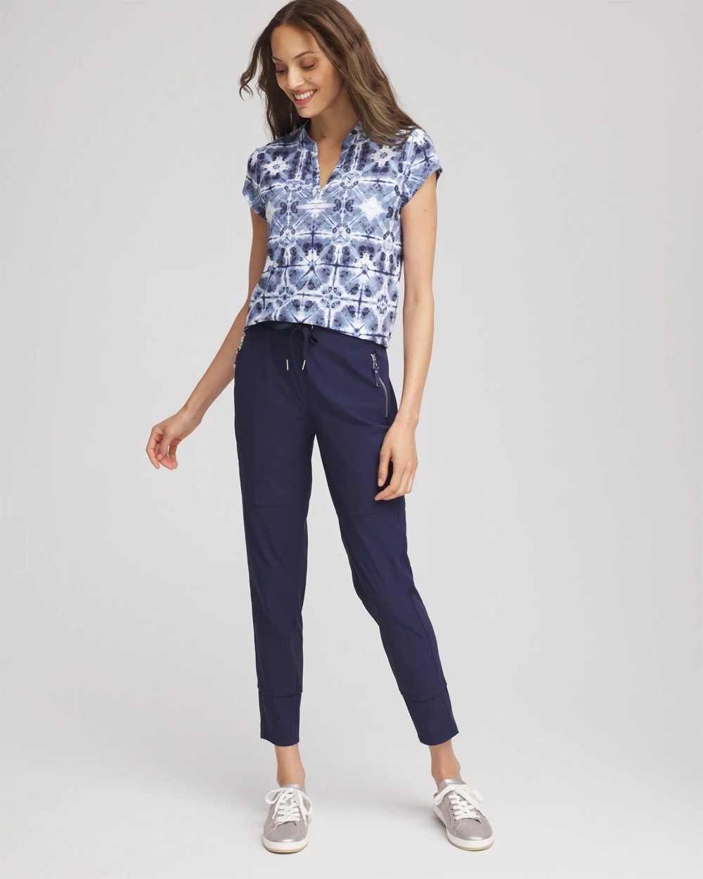 Chico's Women | Zenergy® UPF Printed Polo Top CANYON BLUE