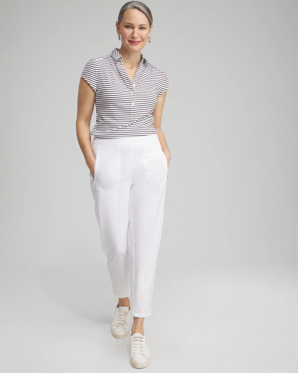 Chico's Women | Zenergy® UPF Ribbed Side Ankle Pants ALABASTER
