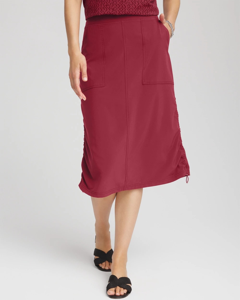 Chico's Women | Zenergy® UPF Bungee-Hem Pull-On Skirt RUSSET RED