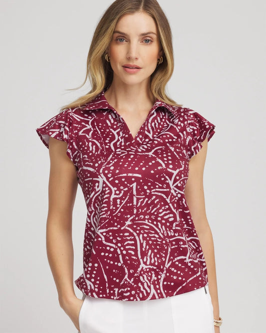 Chico's Women | Zenergy® UPF Printed Polo Top RUSSET RED