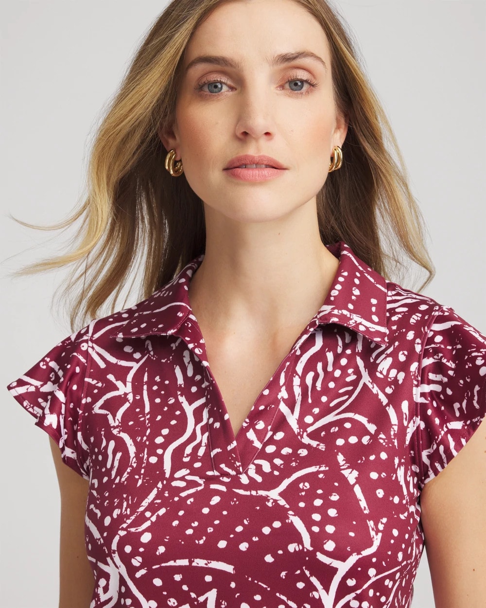 Chico's Women | Zenergy® UPF Printed Polo Top RUSSET RED