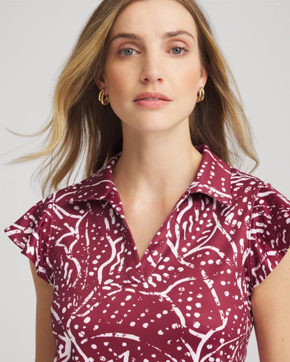 Chico's Women | Zenergy® UPF Printed Polo Top RUSSET RED