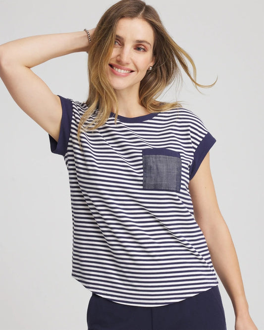 Chico's Women | Zenergy® UPF Striped Tee PASSPORT BLUE