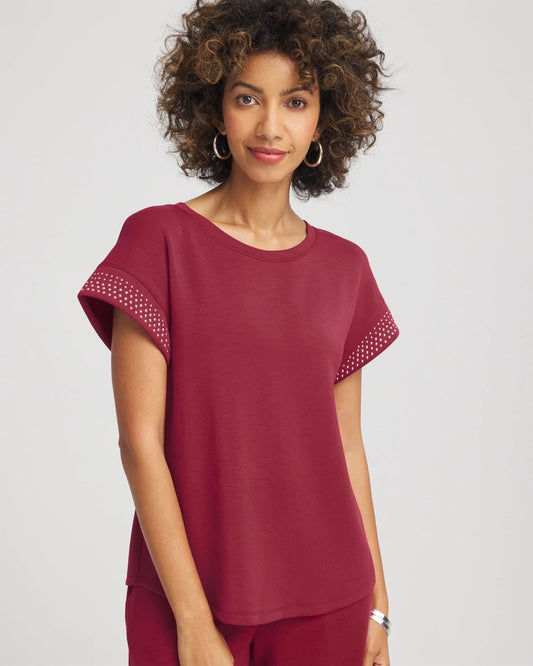 Chico's Women | Zenergy® Embellished Short-Sleeve Top RUSSET RED