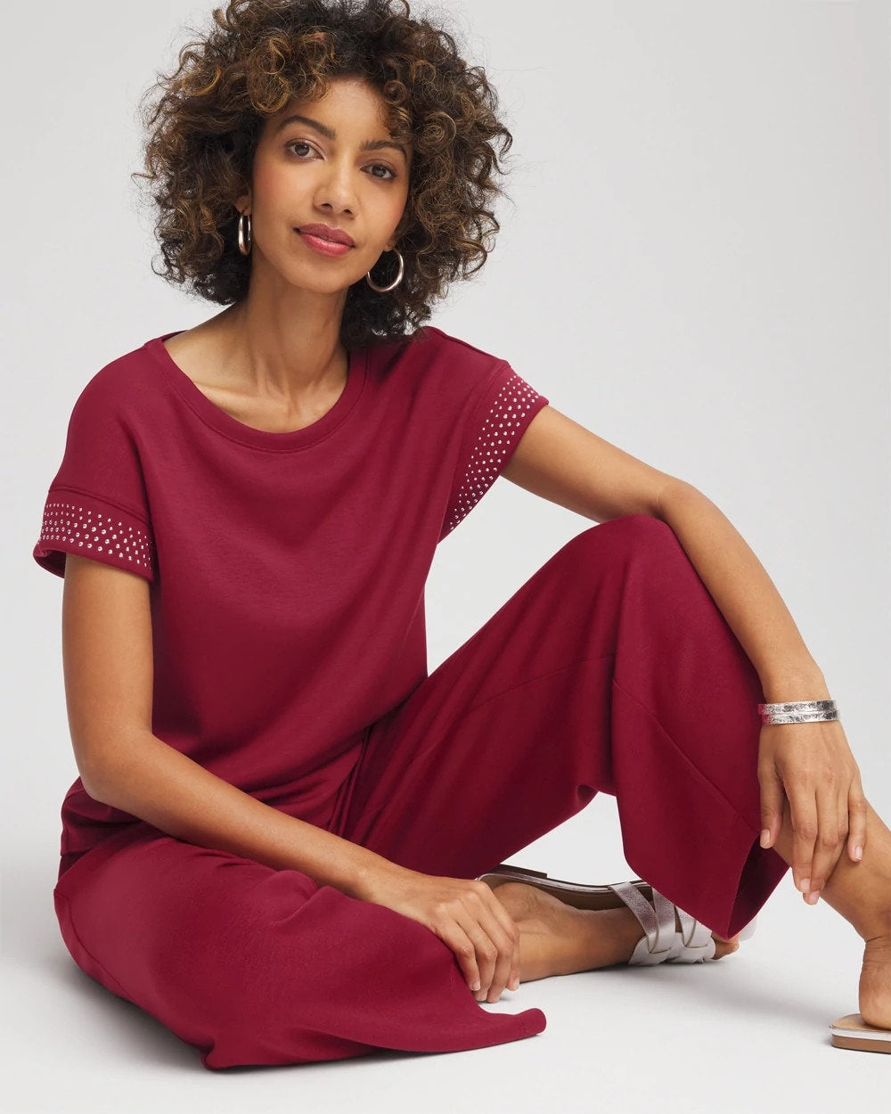 Chico's Women | Zenergy® Embellished Short-Sleeve Top RUSSET RED