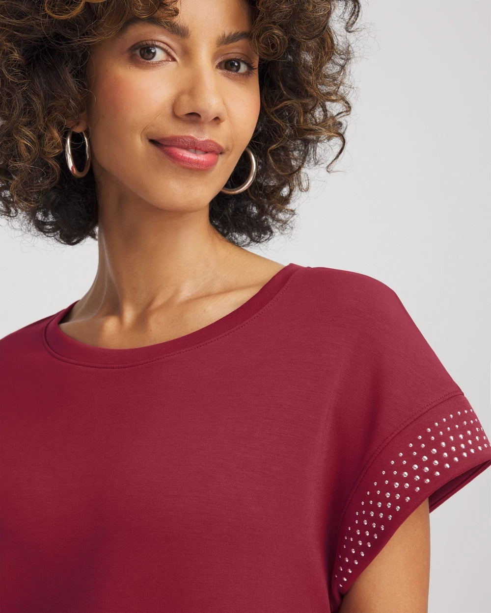 Chico's Women | Zenergy® Embellished Short-Sleeve Top RUSSET RED
