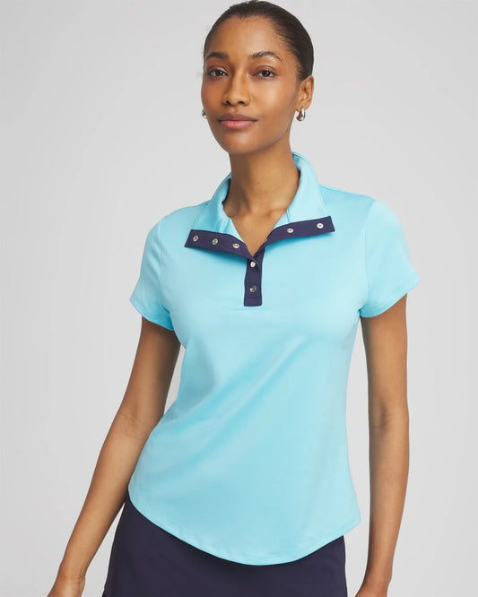 Chico's Women | Zenergy® UPF Mockneck Short-Sleeve Top PARADISO BLUE