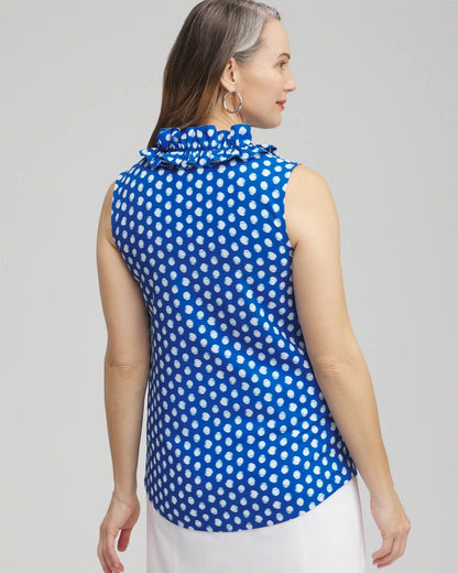 Chico's Women | ® UPF Neema Dot Ruffle Tank INTENSE AZURE
