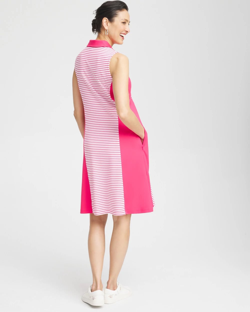 Chico's Women | Zenergy® UPF Knit Block Stripe Dress PINK BROMELIAD