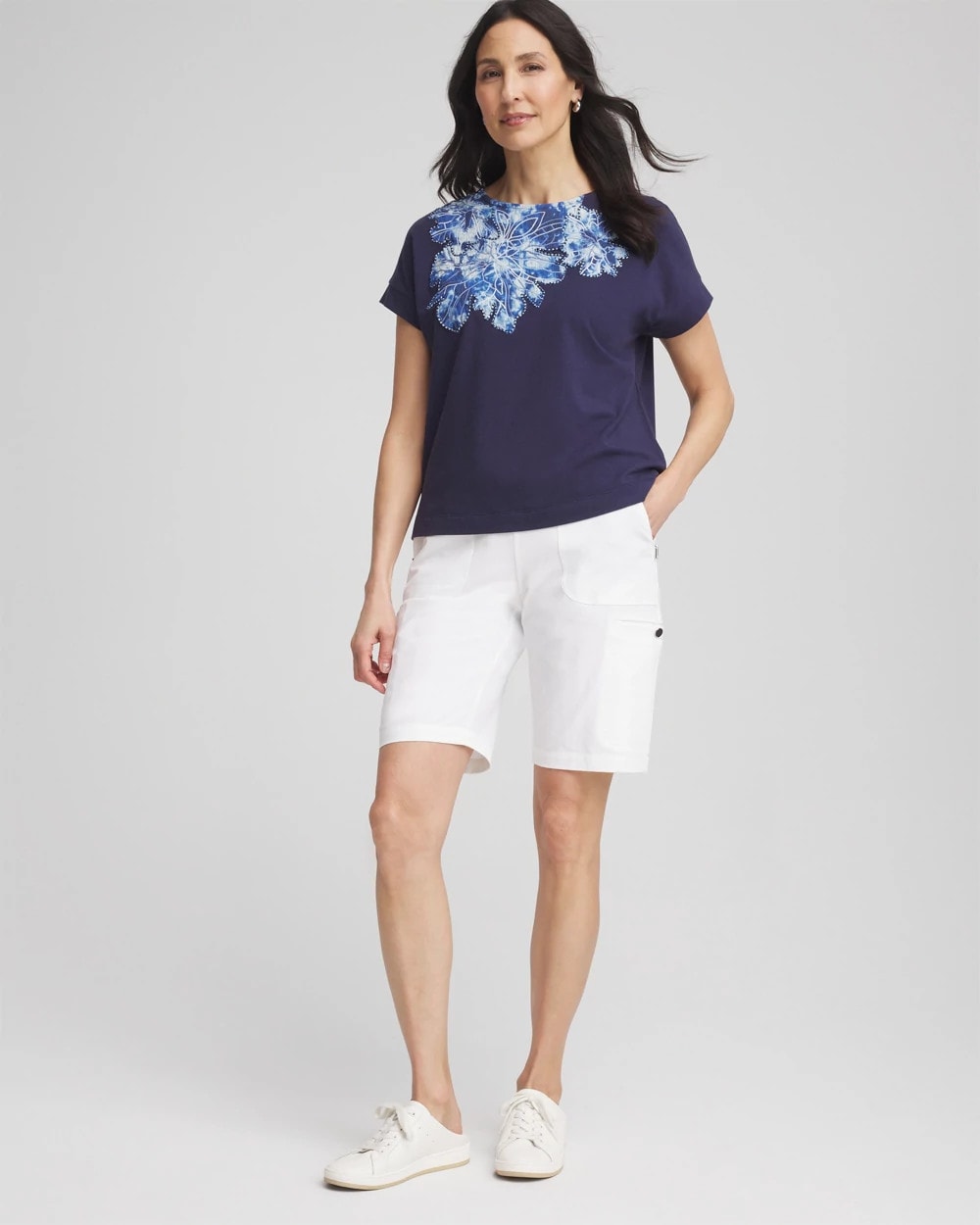 Chico's Women | Zenergy® UPF Knit Applique Dolman Top PASSPORT BLUE