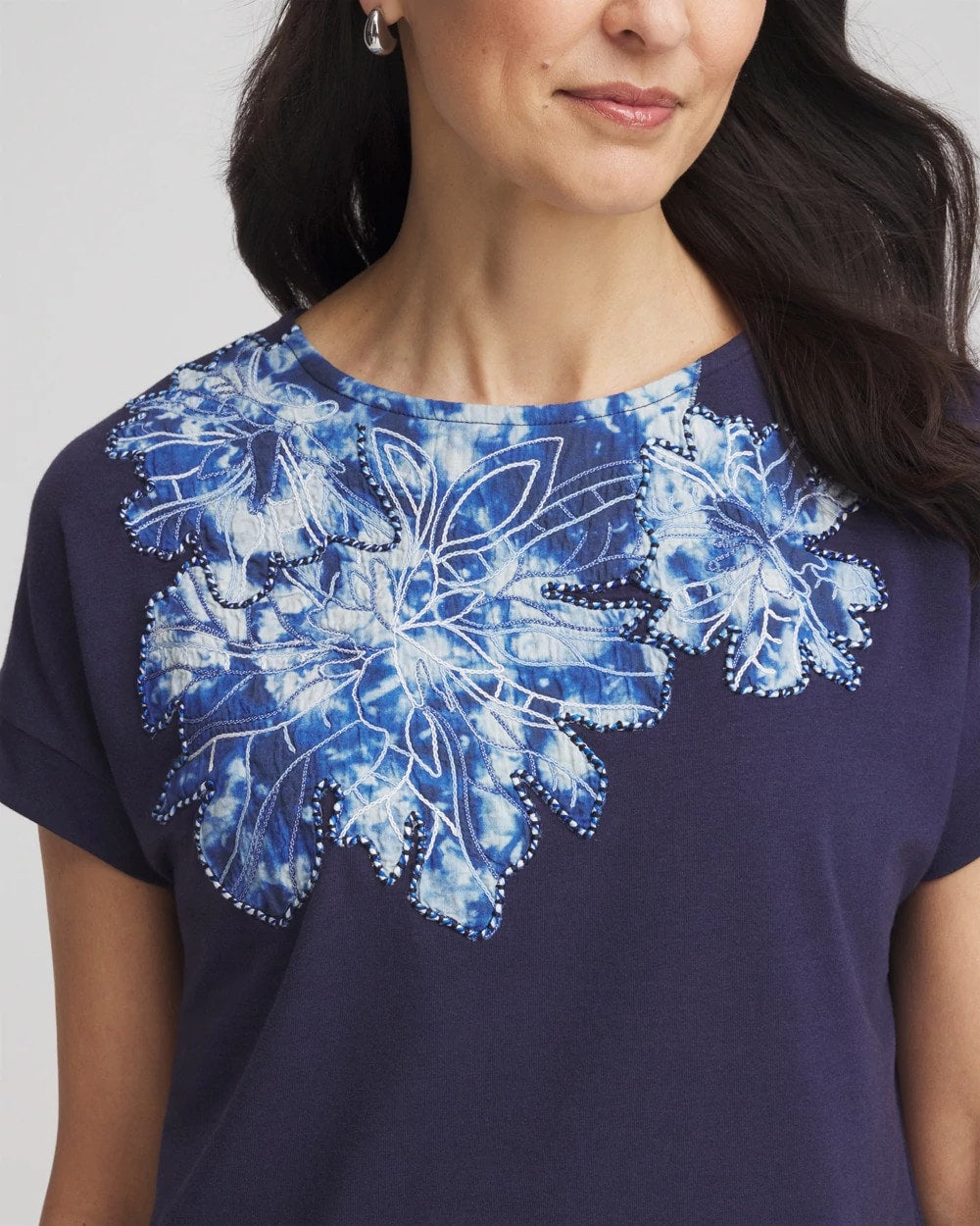 Chico's Women | Zenergy® UPF Knit Applique Dolman Top PASSPORT BLUE