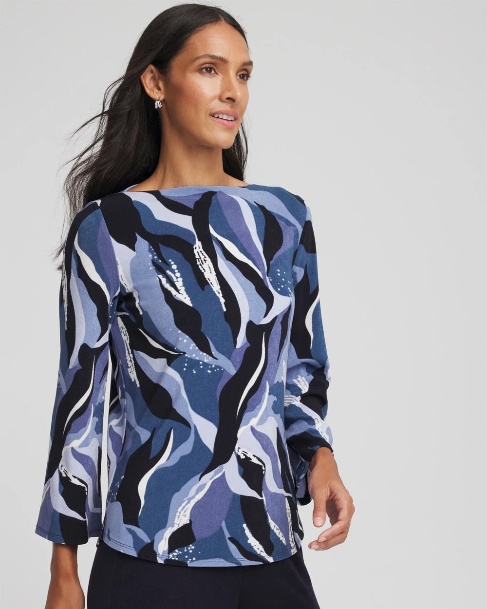 Chico's Women | Travelers™ Wave Straight Neck Tunic TRAVELERS INDIA INK