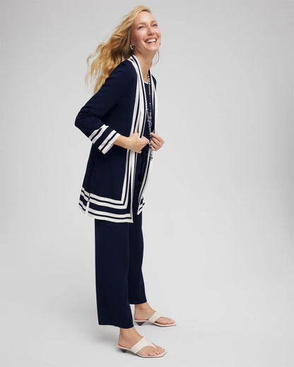 Chico's Women | Travelers™ Contrast Border Cardigan TRAVELERS INDIA INK