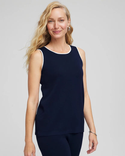 Chico's Women | Travelers™ Tipped Sweater Shell Tank TRAVELERS INDIA INK
