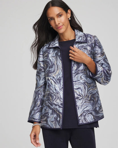 Chico's Women | Travelers™ Jacquard Swirl Jacket TRAVELERS INDIA INK