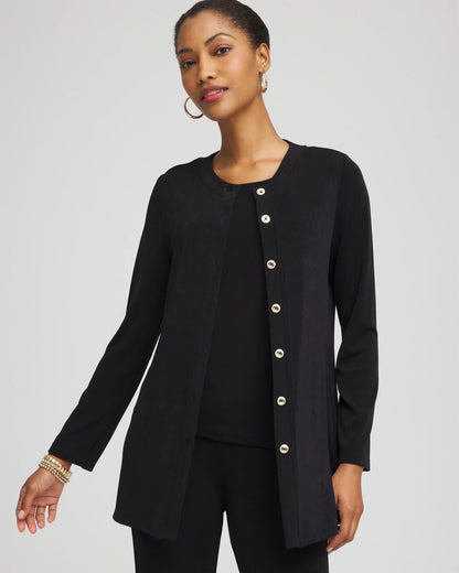 Chico's Women | Travelers™ Collection Scoopneck Shirt Jacket TRAVELERS BLACK
