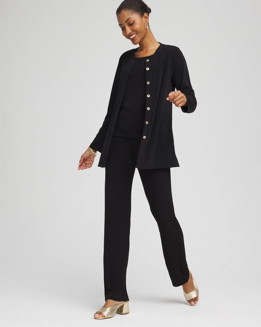 Chico's Women | Travelers™ Collection Scoopneck Shirt Jacket TRAVELERS BLACK