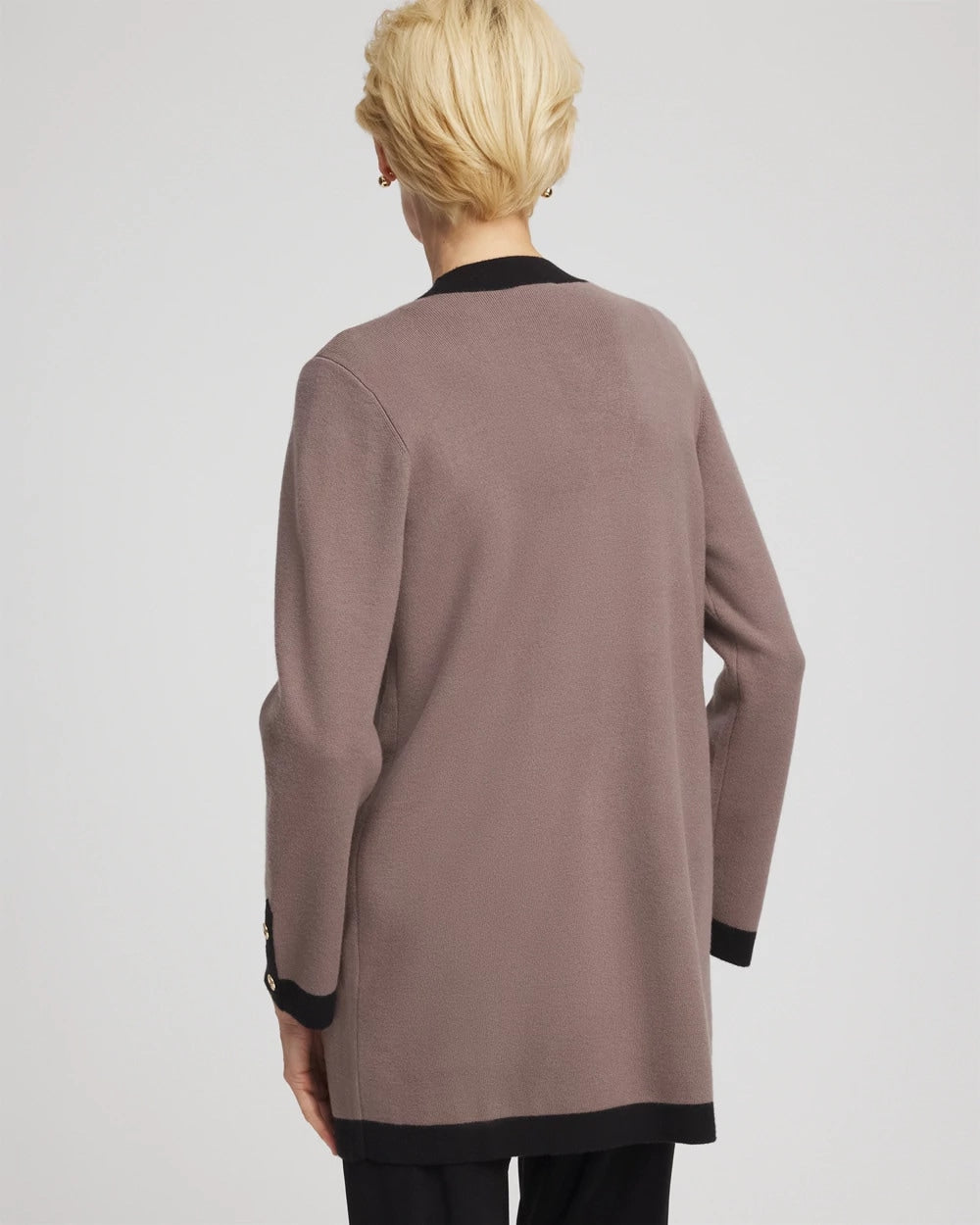 Chico's Women | Travelers™ Tipped Button-Down Cardigan DEEP TAUPE