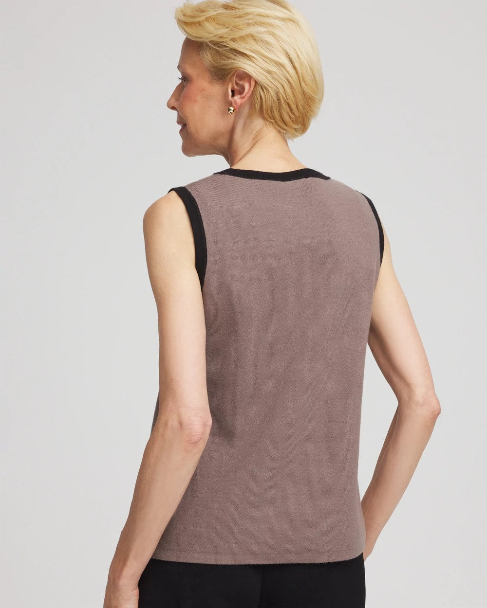 Chico's Women | Travelers™ Tipped Sweater Tank DEEP TAUPE