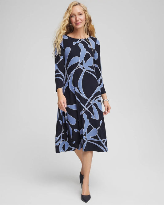 Chico's Women | Travelers™ Abstract Midi Dress TRAVELERS INDIA INK