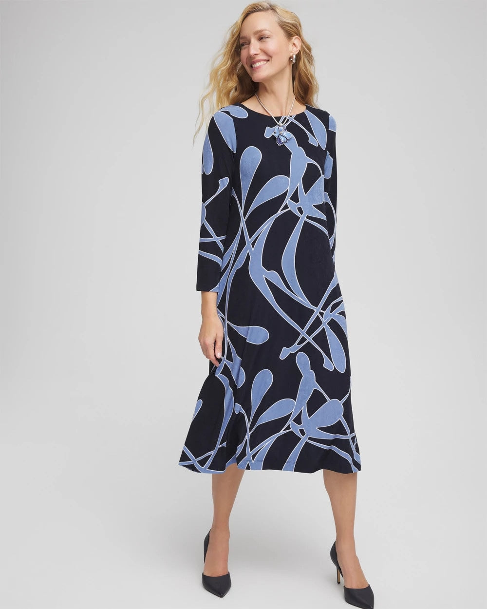 Chico's Women | Travelers™ Abstract Midi Dress TRAVELERS INDIA INK