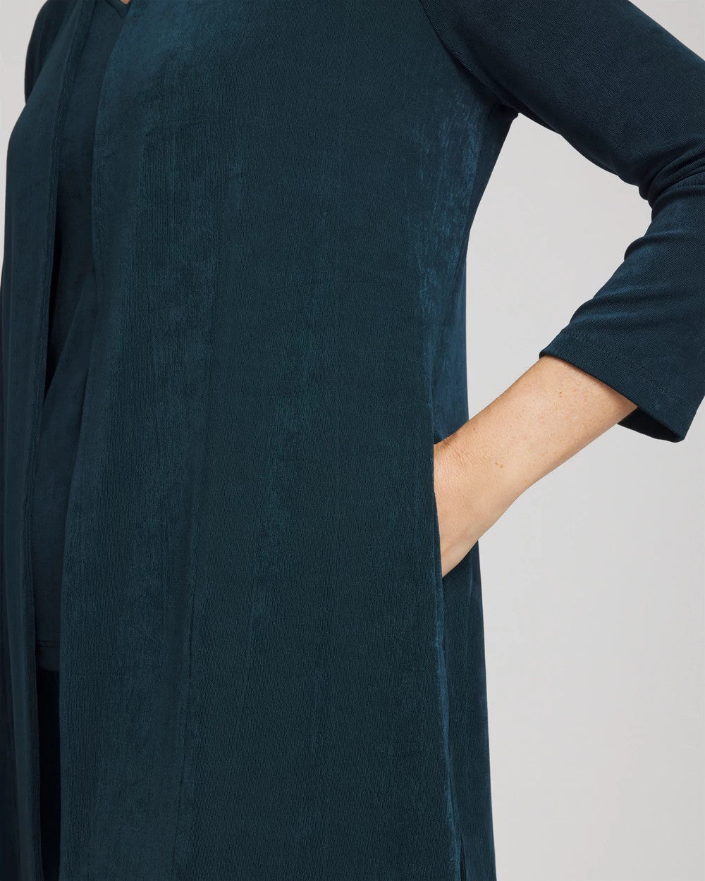 Chico's Women | Travelers™ Long Knit Jacket TEAL SHADOW