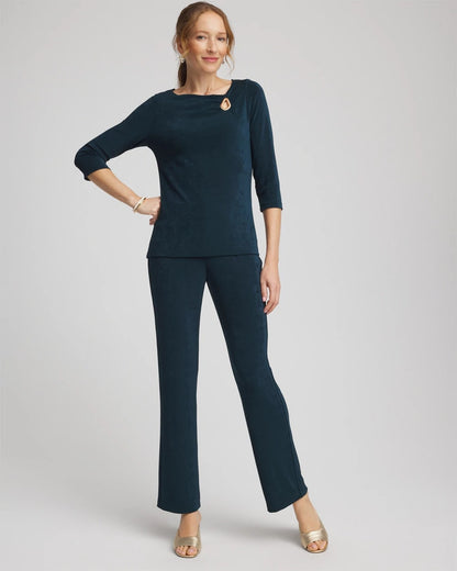 Chico's Women | Travelers™ Asymmetrical 3/4 Sleeve Top TEAL SHADOW