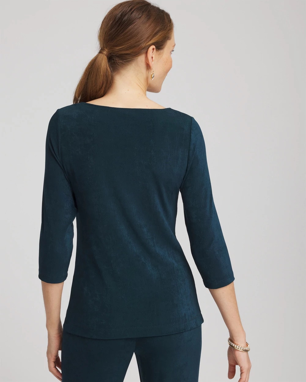Chico's Women | Travelers™ Asymmetrical 3/4 Sleeve Top TEAL SHADOW
