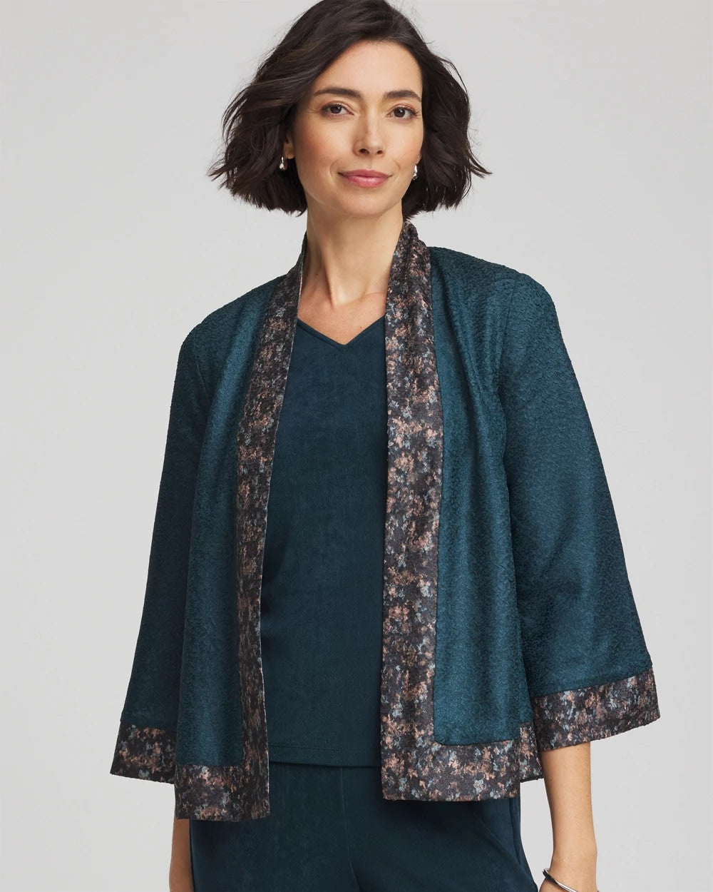 Chico's Women | Travelers™ Collection Crystal Crushed Reversible Jacket TEAL SHADOW